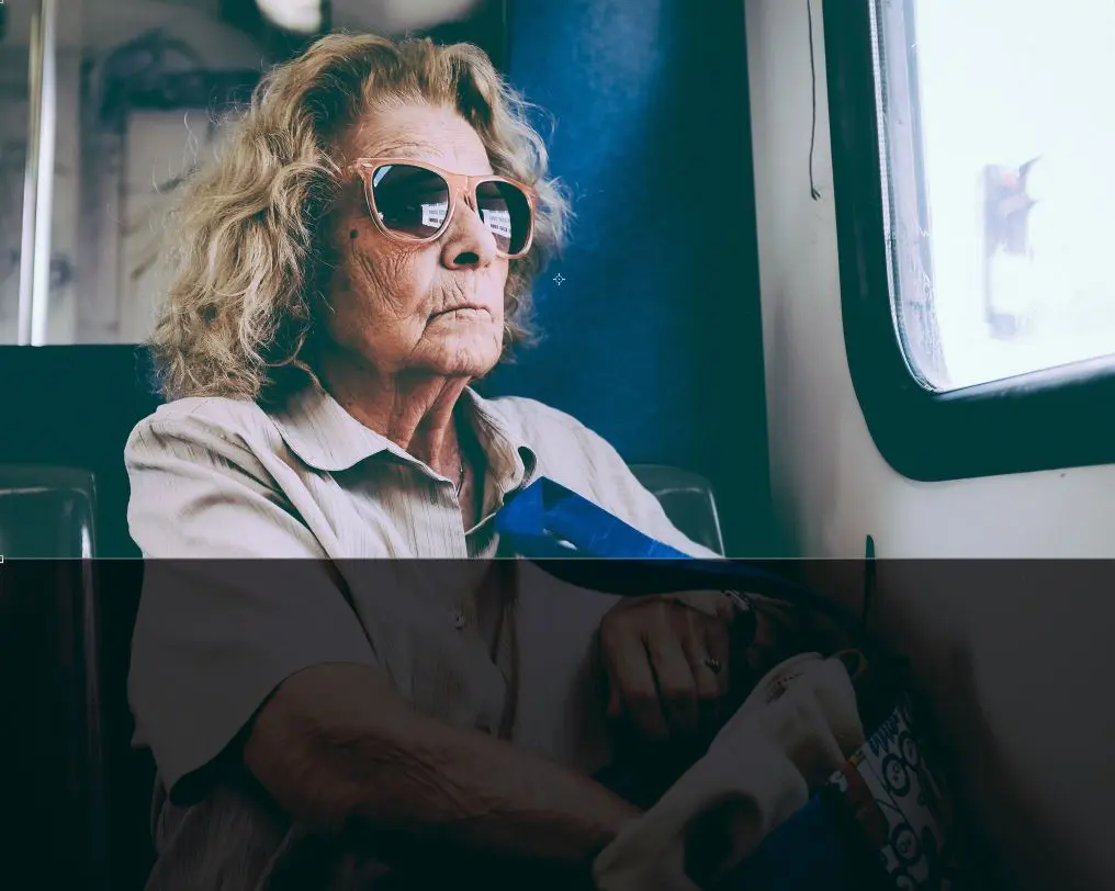 Woman on a bus cropped