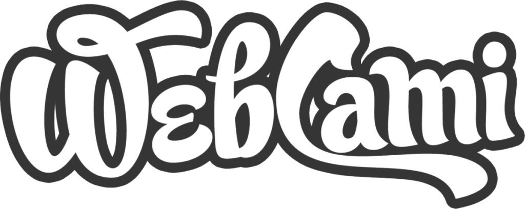 The word "WebCami" is written in bold, stylized white script with a black outline on a transparent background.