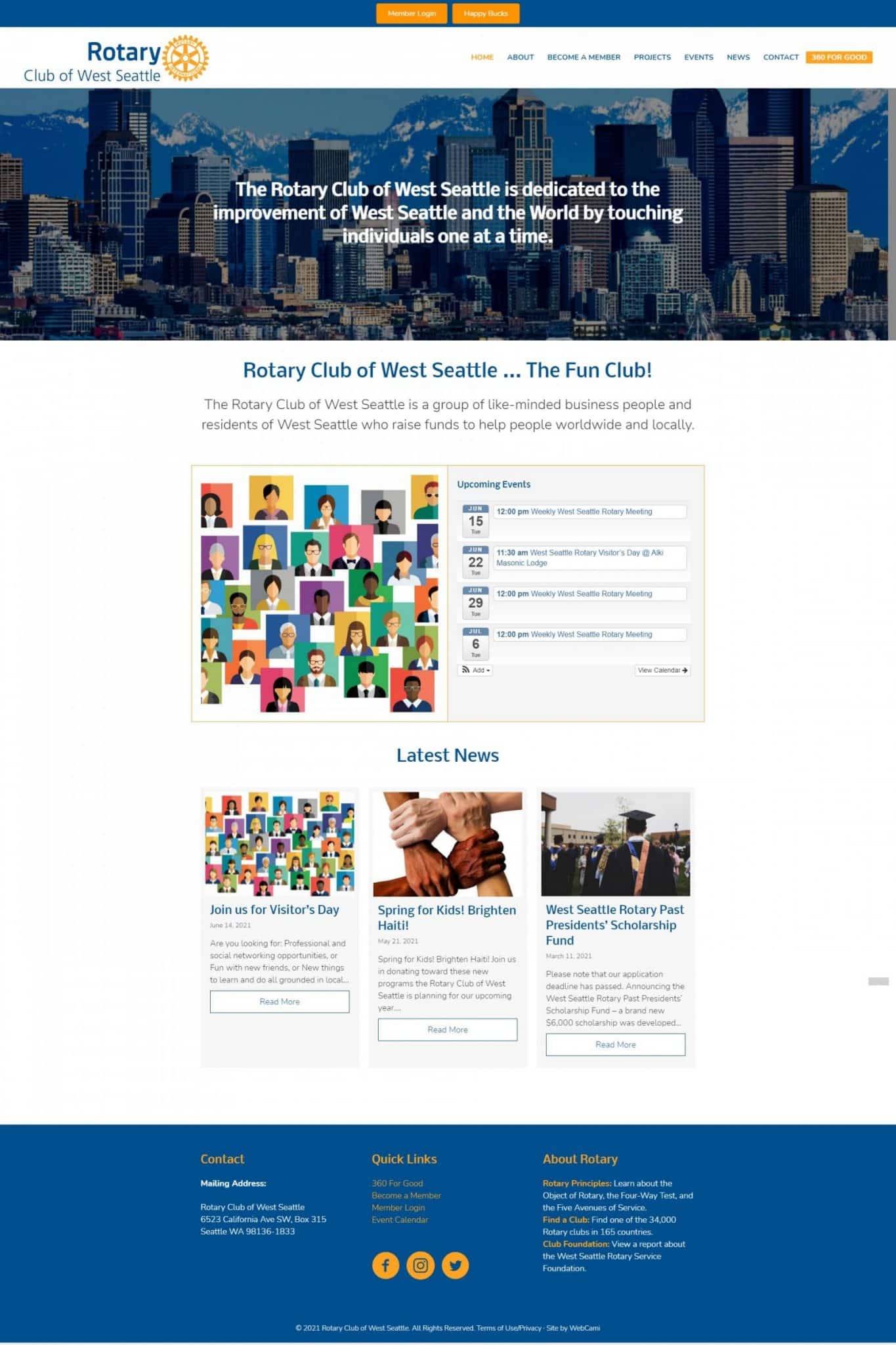 A website design for the city of Denver, featuring the West Seattle Rotary Club.