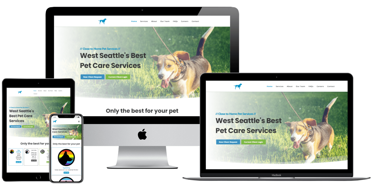 Pet Services Website Responsive Views