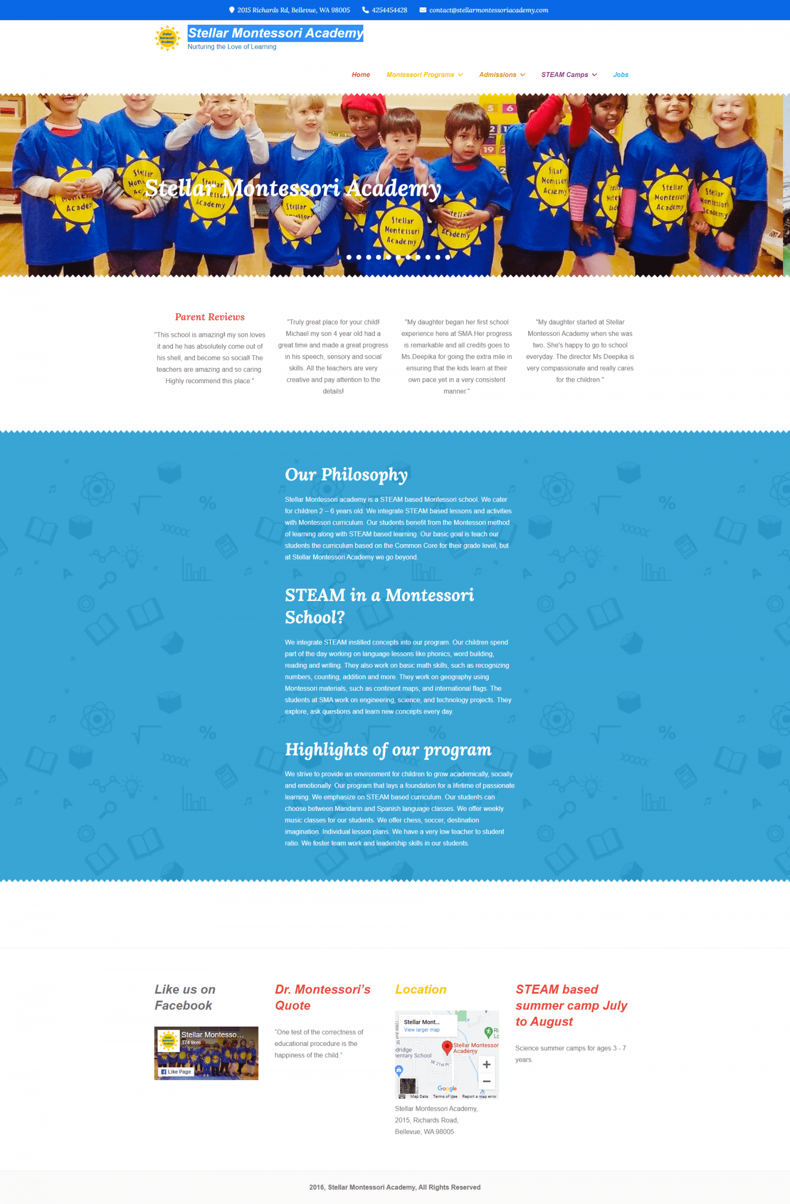 Before view of Stellar Montessori website