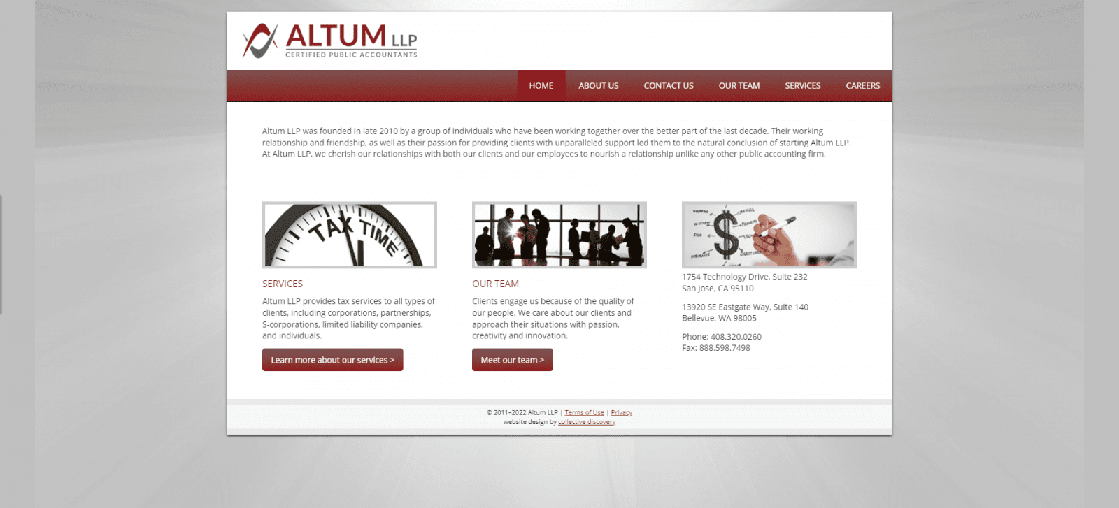 Before photos of Altum LLP website design