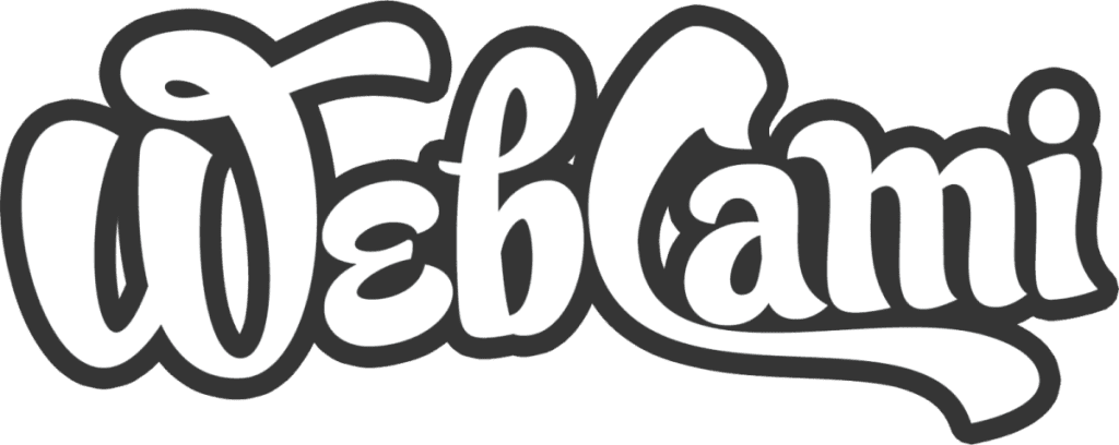The word "WebCami" is written in bold, stylized white script with a black outline on a transparent background.