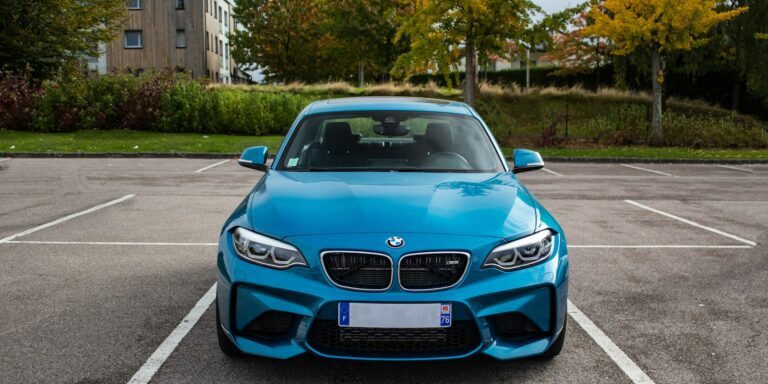 blue BMW vehicle