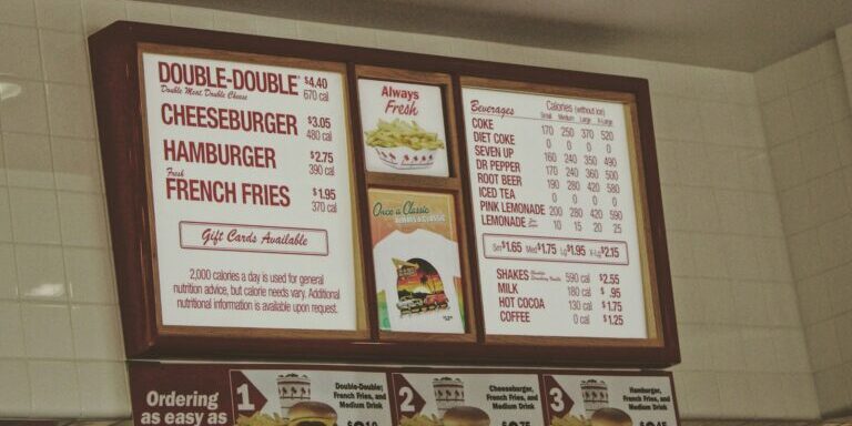 white and red menu board